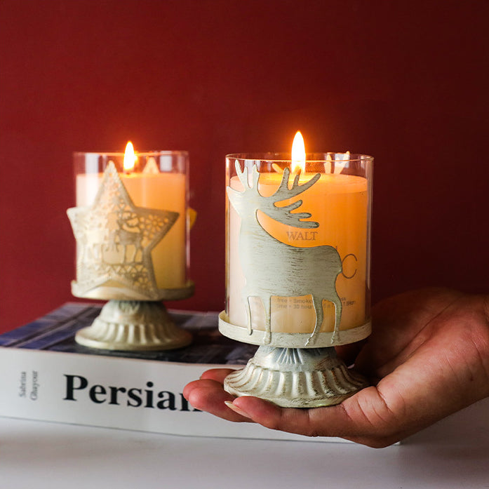 Portacandele natalizio in vetro a forma di cuore di alce in stile retrò Olivenorma