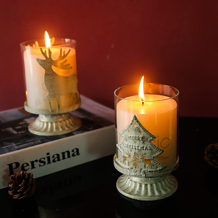 Portacandele natalizio in vetro a forma di cuore di alce in stile retrò Olivenorma