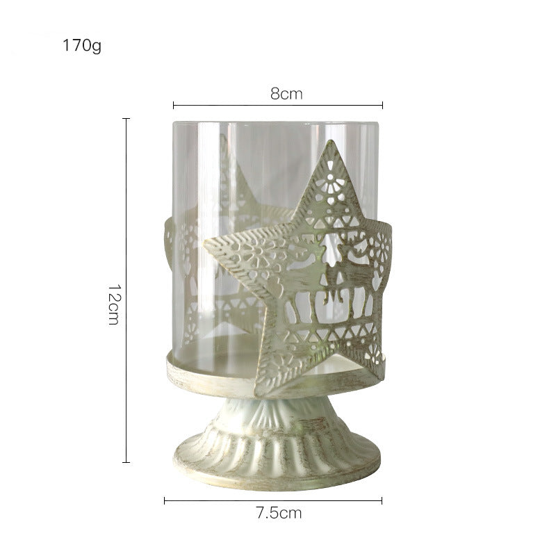 Portacandele natalizio in vetro a forma di cuore di alce in stile retrò Olivenorma