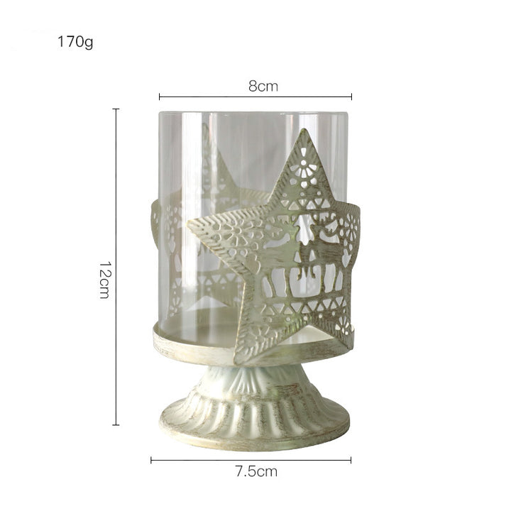 Portacandele natalizio in vetro a forma di cuore di alce in stile retrò Olivenorma