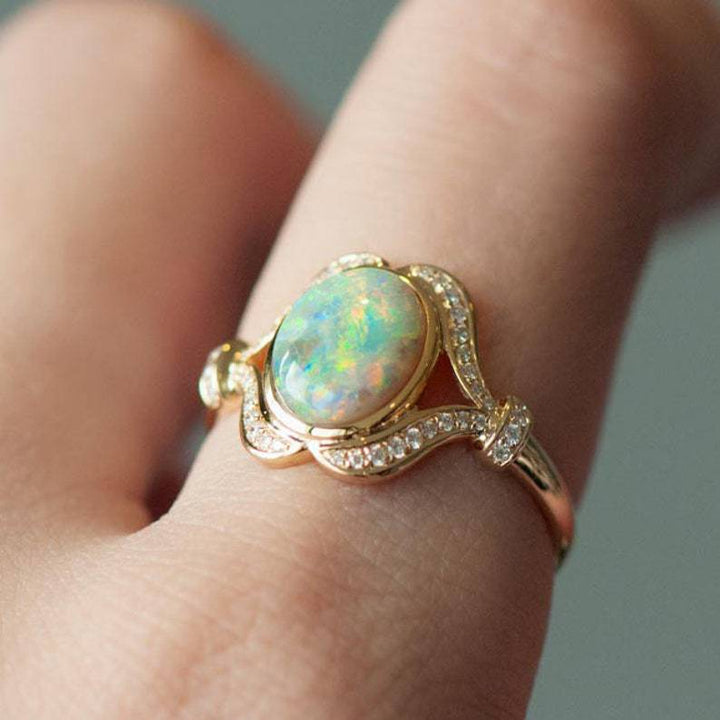 Olivenorma "Light Of Peace" Anello di fidanzamento con diamante del Mozambico placcato oro vintage