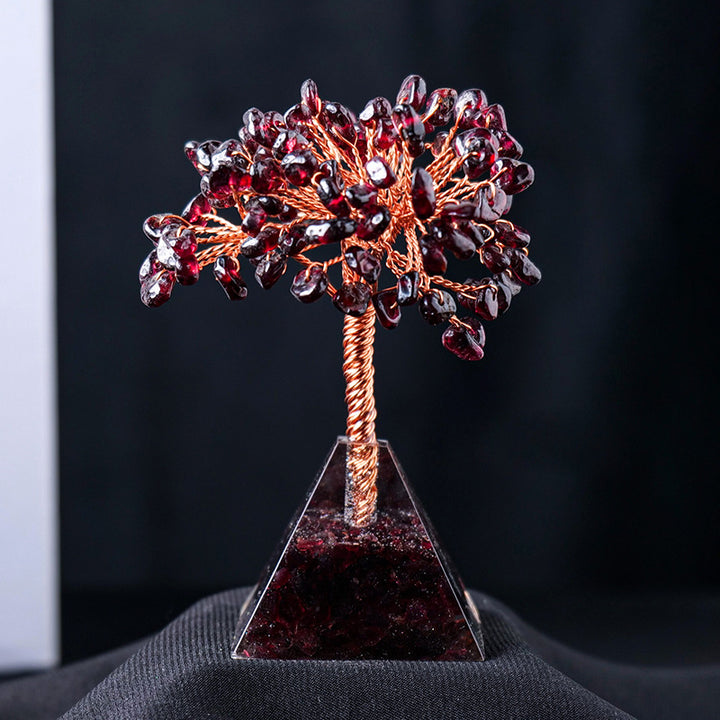 Olivenorma Ghiaia di cristallo naturale Base piramidale Albero Feng Shui 