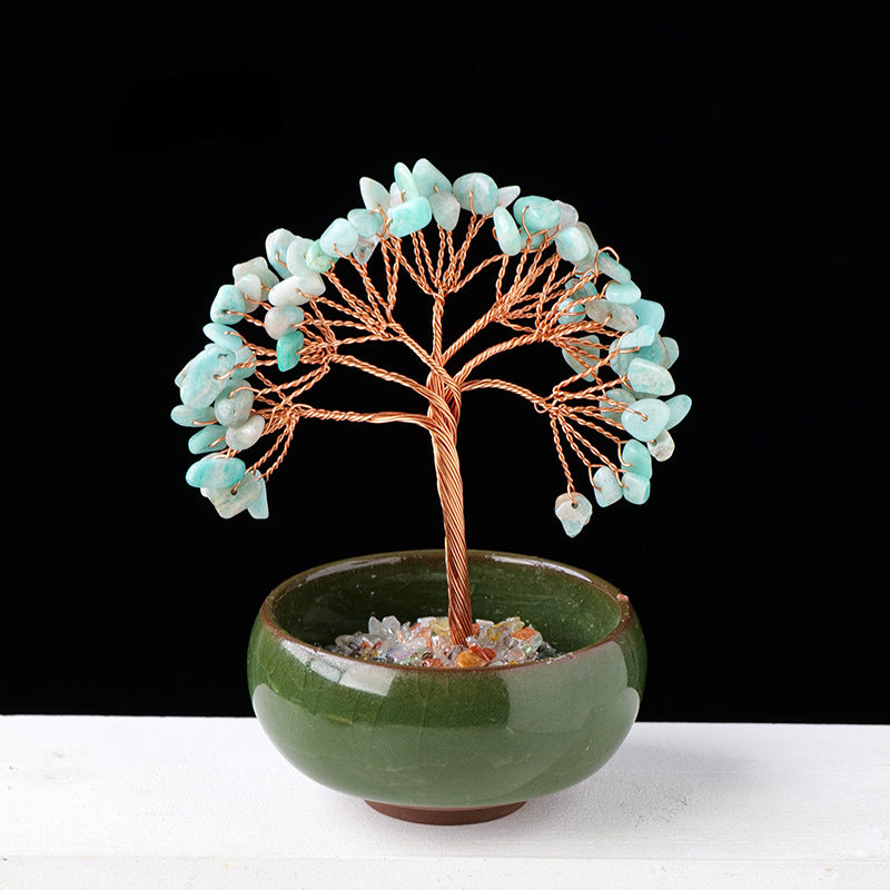 Ghiaia Olivenorma Cristallo Pietra preziosa Decorazione per la casa Albero Feng Shui