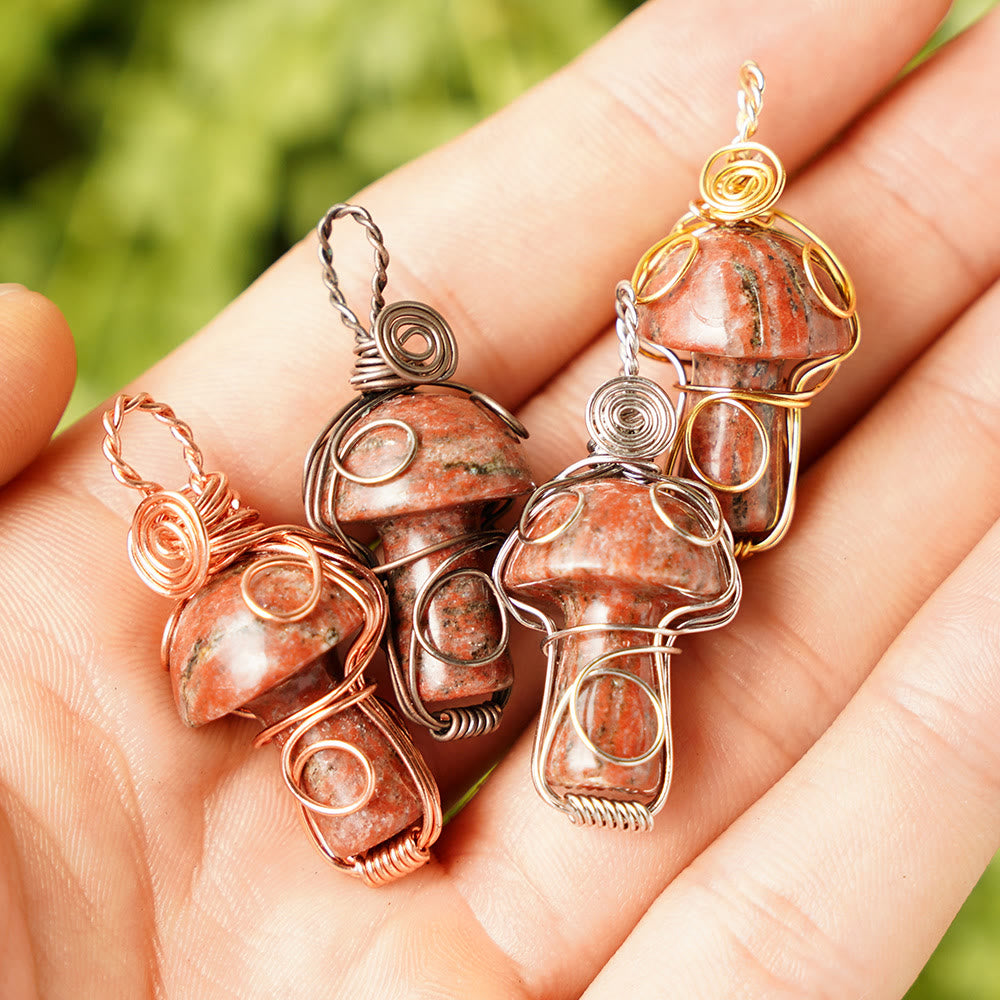 Collana con fungo in pietra curativa naturale Olivenorma