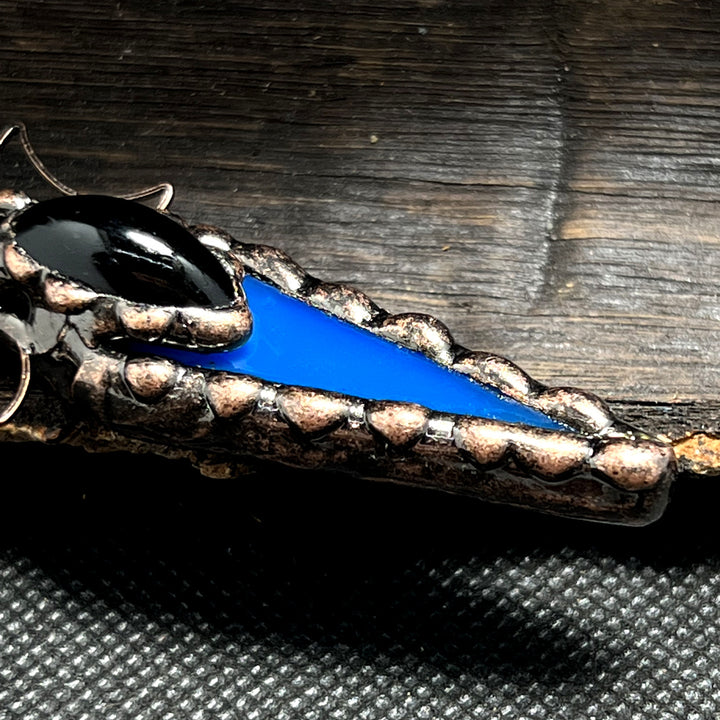 Collana con ciondolo in cristallo a doppia luna con freccia in rame Olivenorma e pietre preziose