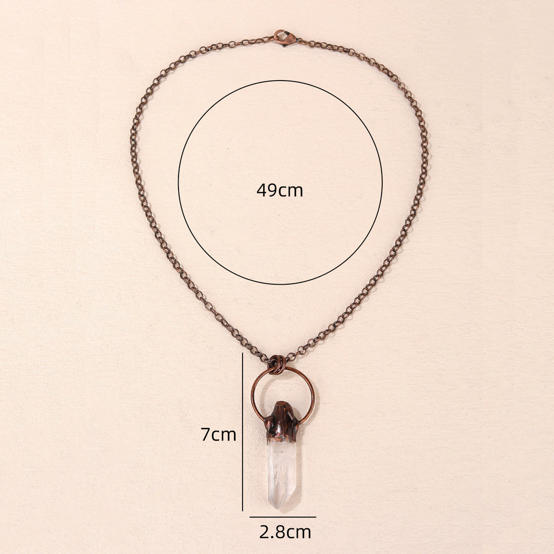 Collana con pietre preziose di cristallo naturale trasparente irregolare in rame Olivenorma