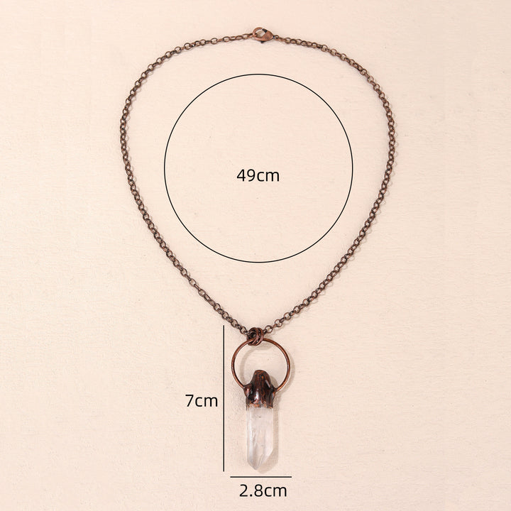 Collana con pietre preziose di cristallo naturale trasparente irregolare in rame Olivenorma