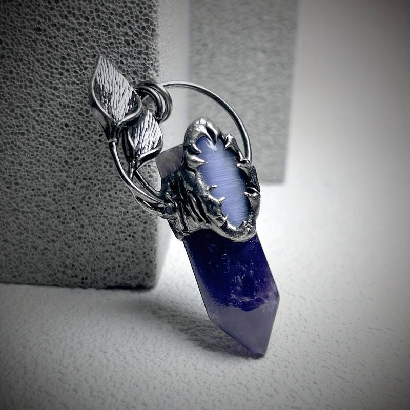 Olivenorma Halloween Ghost Scratch Collana con ciondolo in pietra di cristallo con pietre preziose