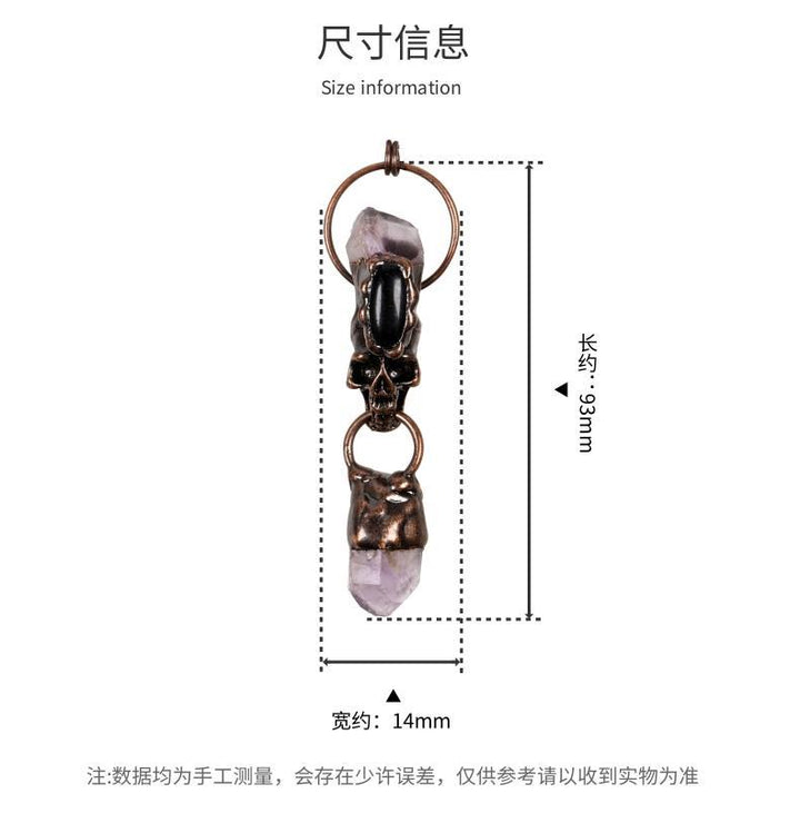 Collana con ciondolo in pietra preziosa con teschio in onice nero e ametista Olivenorma