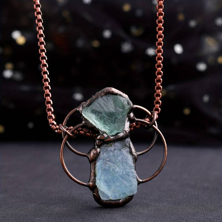 Collana con ciondolo combinato in fluorite verde acquamarina Olivenorma