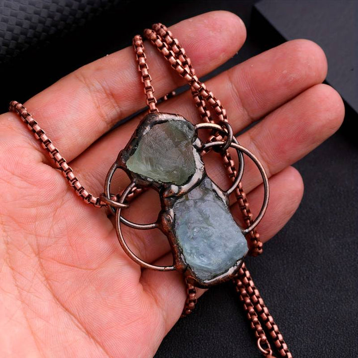 Collana con ciondolo combinato in fluorite verde acquamarina Olivenorma