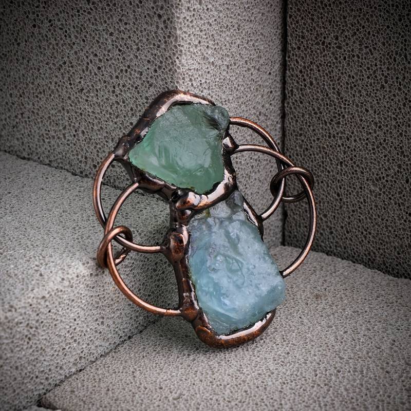 Collana con ciondolo combinato in fluorite verde acquamarina Olivenorma