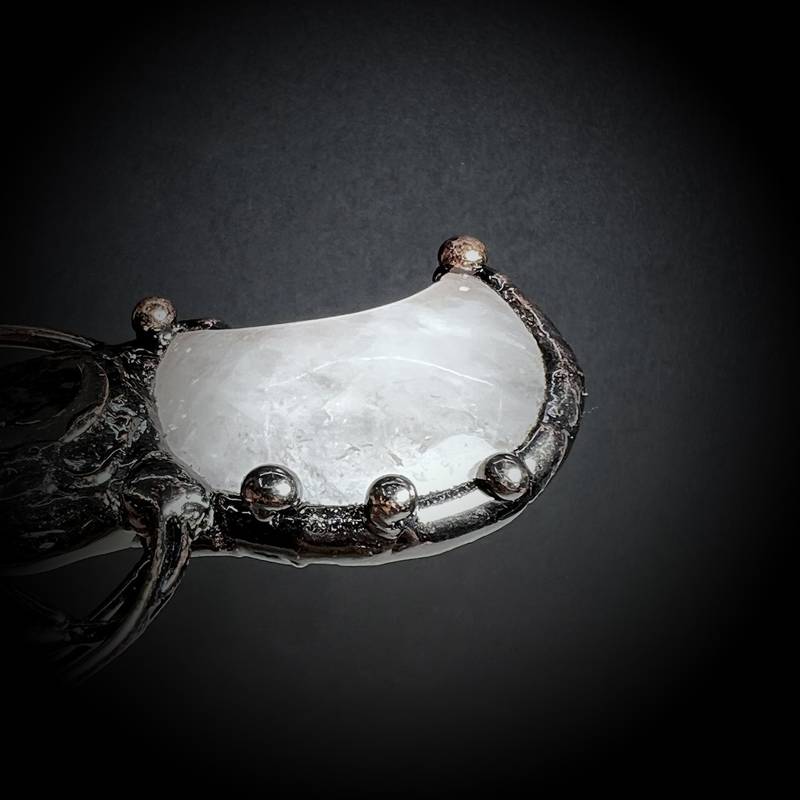 Collana con ciondolo a forma di pianta di luna in cristallo trasparente Olivenorma
