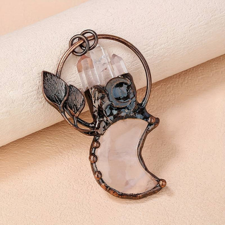 Collana con ciondolo a forma di pianta di luna in cristallo trasparente Olivenorma