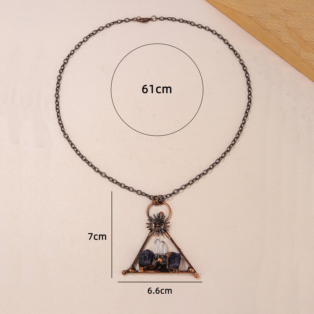 Collana con pietra preziosa di ametista e quarzo trasparente Olivenorma Copper Sun