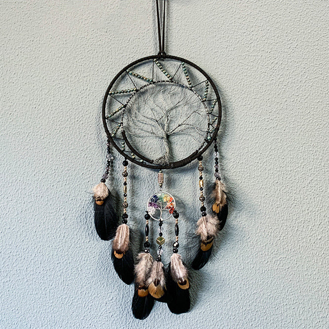 Olivenorma Chakra Albero della vita Acchiappasogni nero