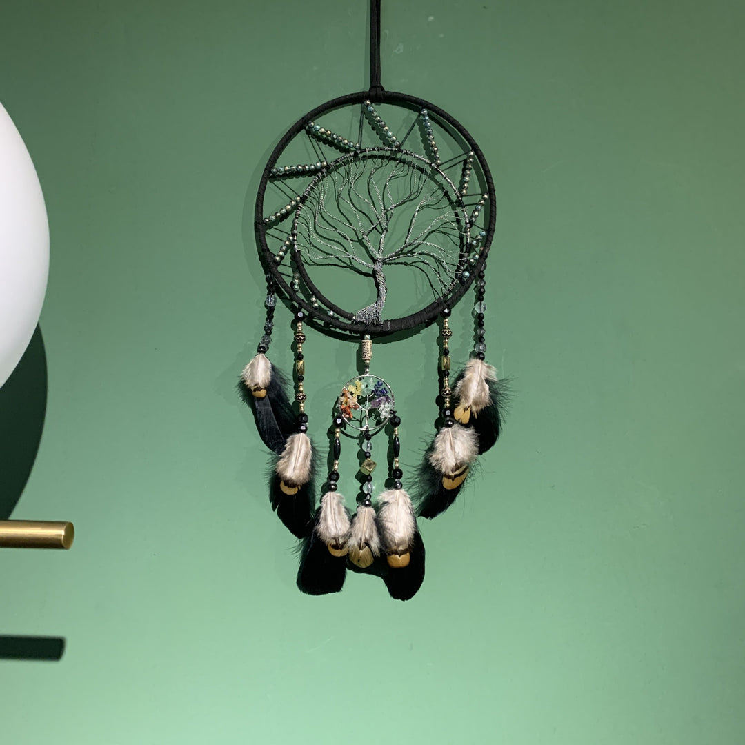 Olivenorma Chakra Albero della vita Acchiappasogni nero