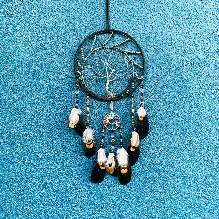 Olivenorma Chakra Albero della vita Acchiappasogni nero
