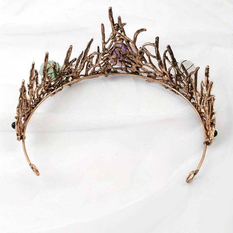 Olivenorma "Principessa degli elfi" Corona di cristallo con viticci aggrovigliati in pietra naturale