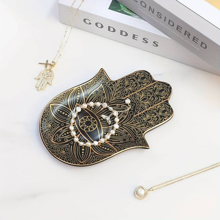 Olivenorma Hamsa Evil Eye Porta sottobicchiere in cristallo di ceramica