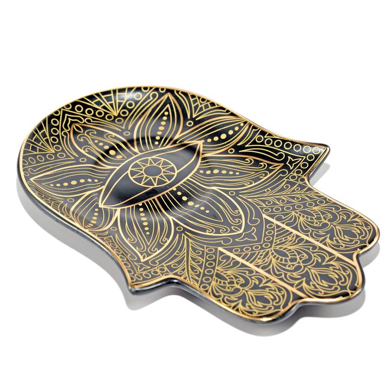 Olivenorma Hamsa Evil Eye Porta sottobicchiere in cristallo di ceramica