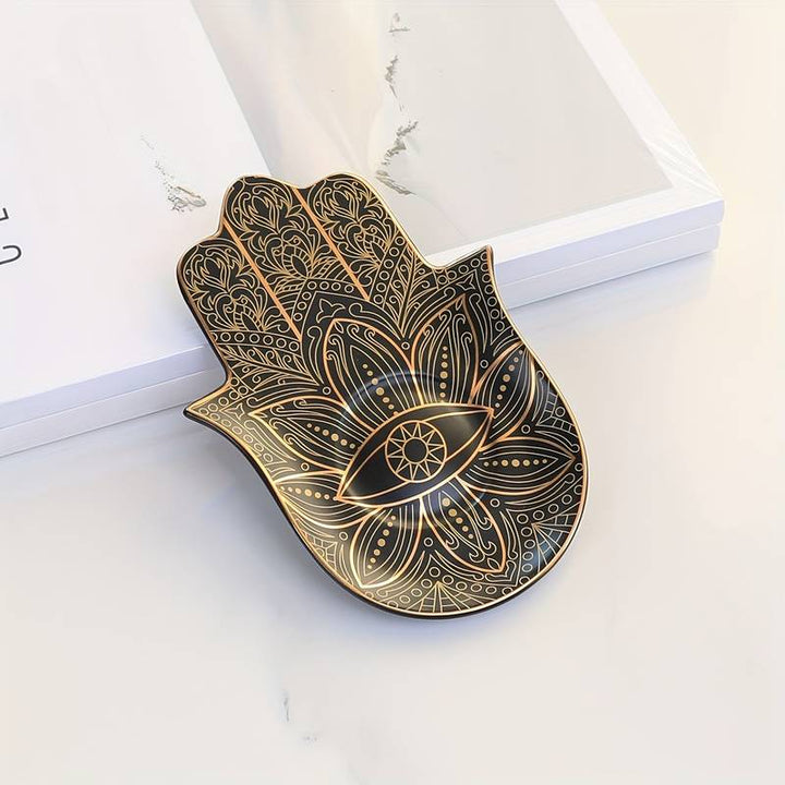 Olivenorma Hamsa Evil Eye Porta sottobicchiere in cristallo di ceramica