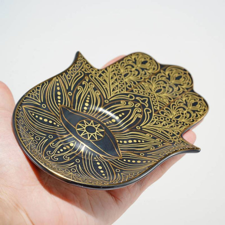 Olivenorma Hamsa Evil Eye Porta sottobicchiere in cristallo di ceramica