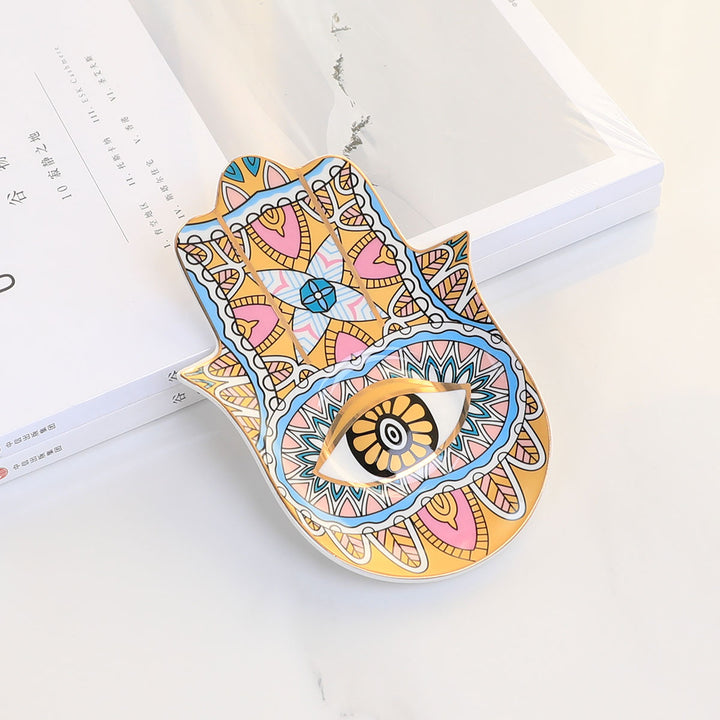 Olivenorma Hamsa Evil Eye Porta sottobicchiere in cristallo di ceramica