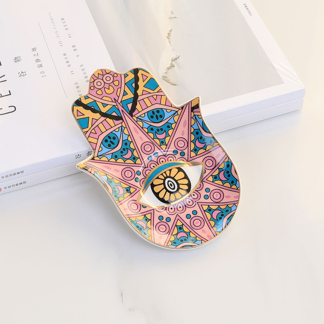Olivenorma Hamsa Evil Eye Porta sottobicchiere in cristallo di ceramica