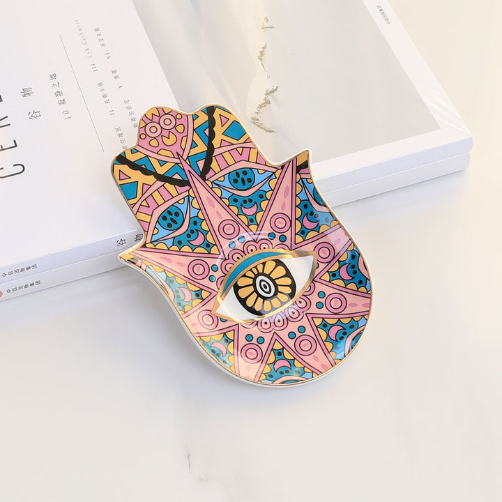 Olivenorma Hamsa Evil Eye Porta sottobicchiere in cristallo di ceramica