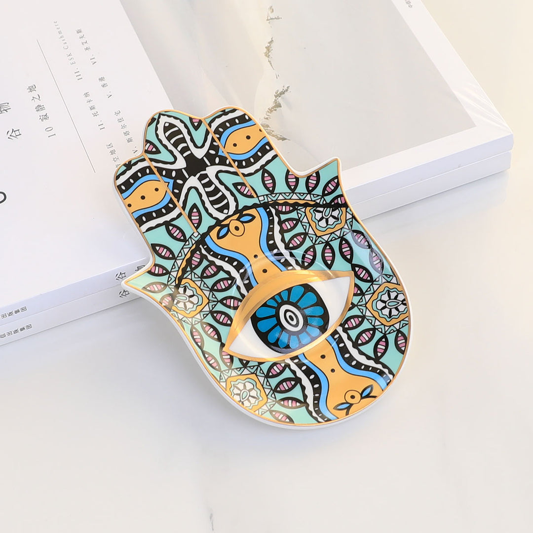 Olivenorma Hamsa Evil Eye Porta sottobicchiere in cristallo di ceramica