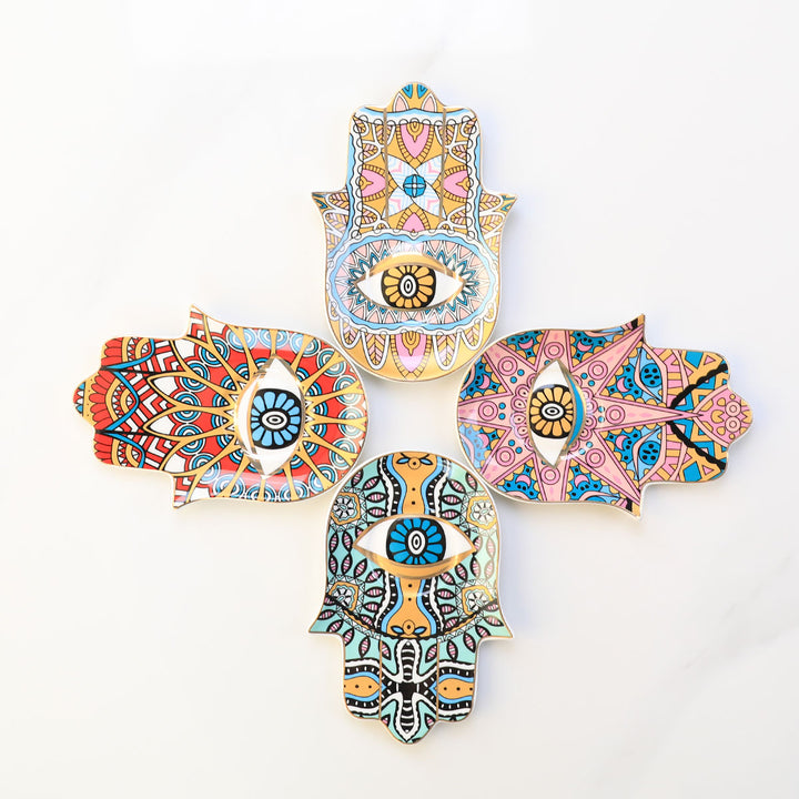 Olivenorma Hamsa Evil Eye Porta sottobicchiere in cristallo di ceramica
