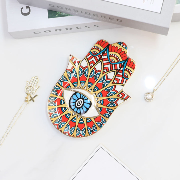 Olivenorma Hamsa Evil Eye Porta sottobicchiere in cristallo di ceramica