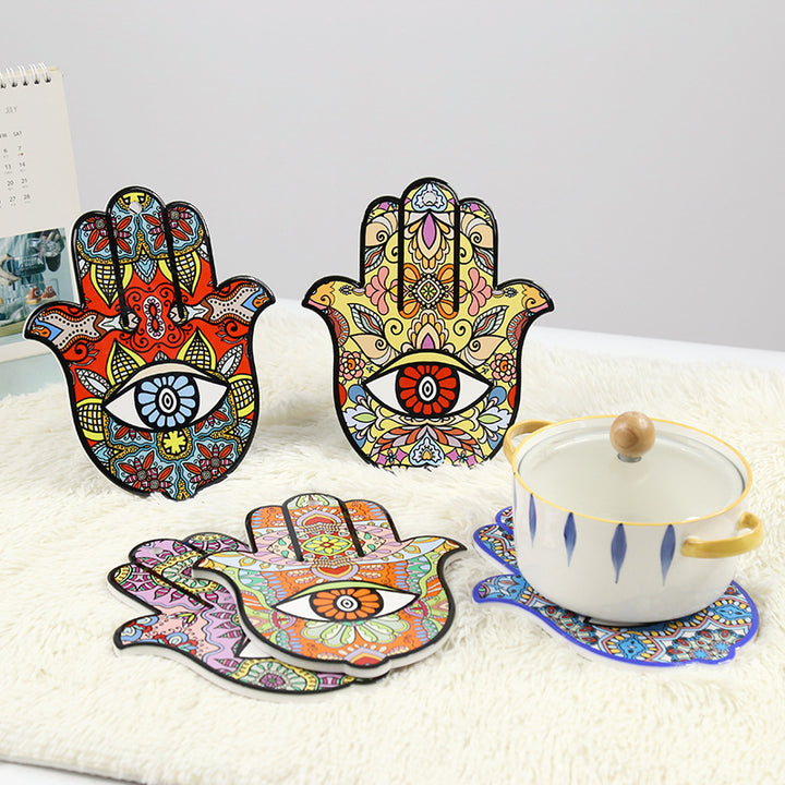 Olivenorma Hamsa Evil Eye Sottobicchiere in ceramica isolata