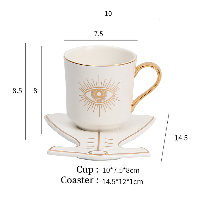 Olivenorma Hamsa Evil Eye Tazza da tè Piattino Sottobicchiere