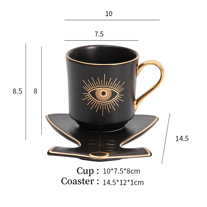 Olivenorma Hamsa Evil Eye Tazza da tè Piattino Sottobicchiere