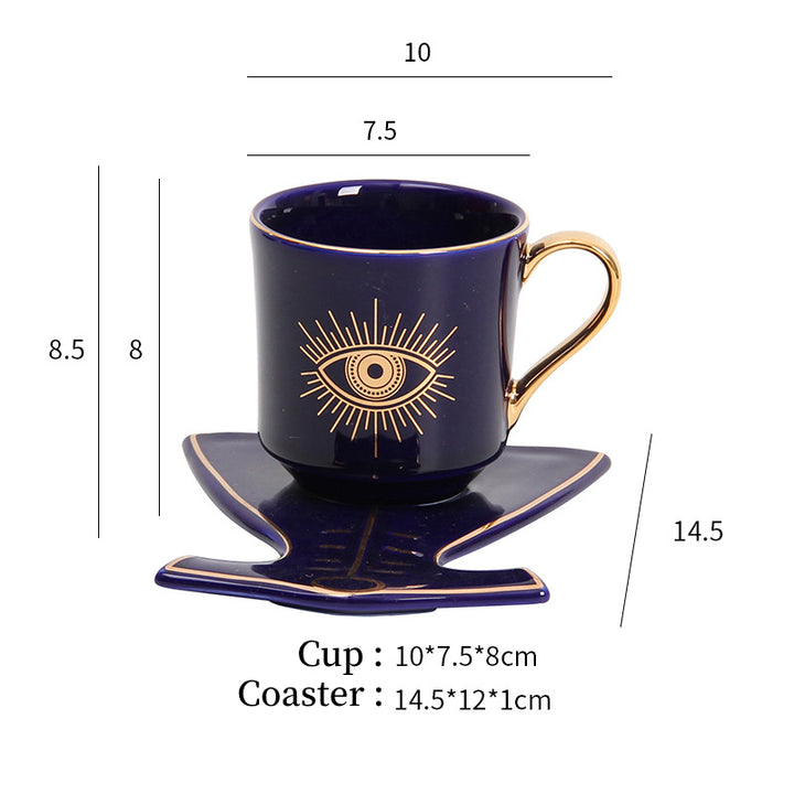 Olivenorma Hamsa Evil Eye Tazza da tè Piattino Sottobicchiere