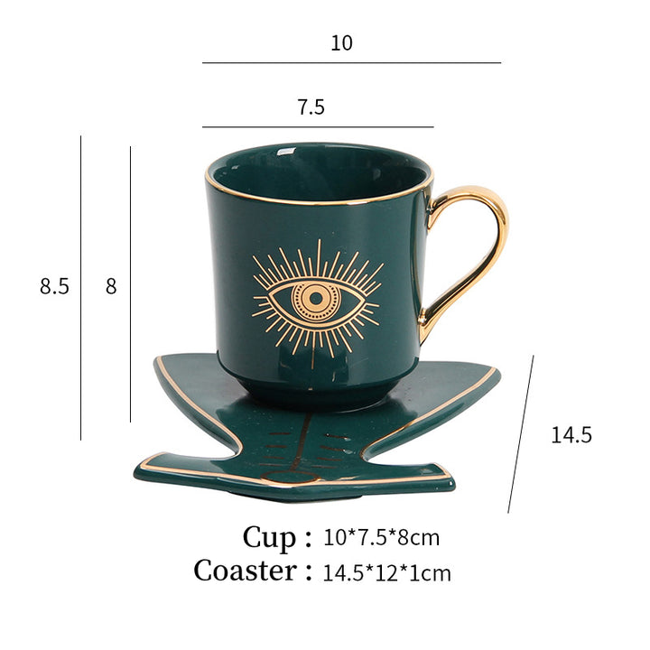 Olivenorma Hamsa Evil Eye Tazza da tè Piattino Sottobicchiere