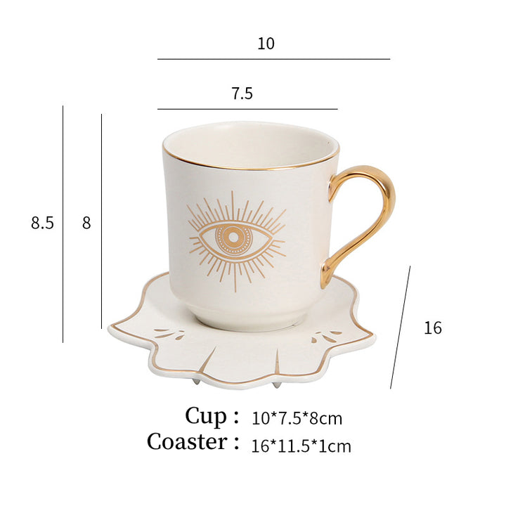 Olivenorma Hamsa Evil Eye Tazza da tè Piattino Sottobicchiere