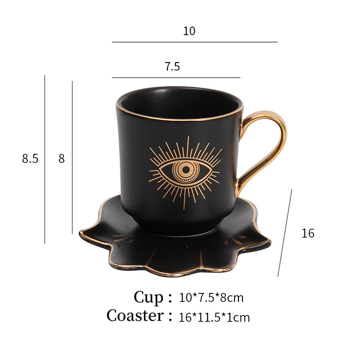 Olivenorma Hamsa Evil Eye Tazza da tè Piattino Sottobicchiere