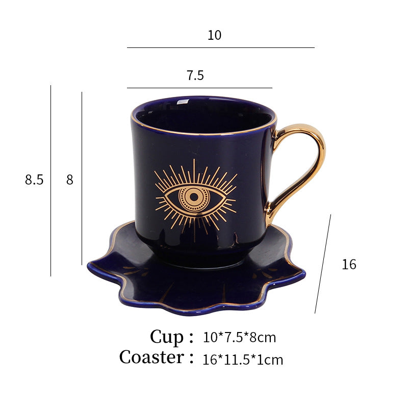 Olivenorma Hamsa Evil Eye Tazza da tè Piattino Sottobicchiere