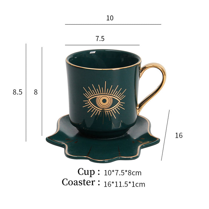 Olivenorma Hamsa Evil Eye Tazza da tè Piattino Sottobicchiere