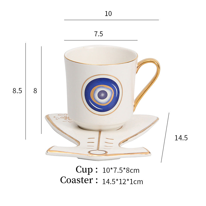 Olivenorma Hamsa Evil Eye Tazza da tè Piattino Sottobicchiere