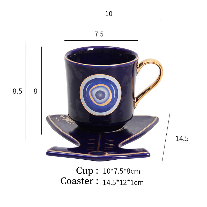 Olivenorma Hamsa Evil Eye Tazza da tè Piattino Sottobicchiere