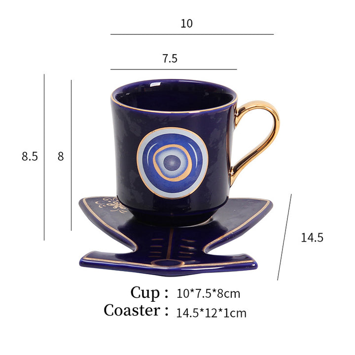 Olivenorma Hamsa Evil Eye Tazza da tè Piattino Sottobicchiere