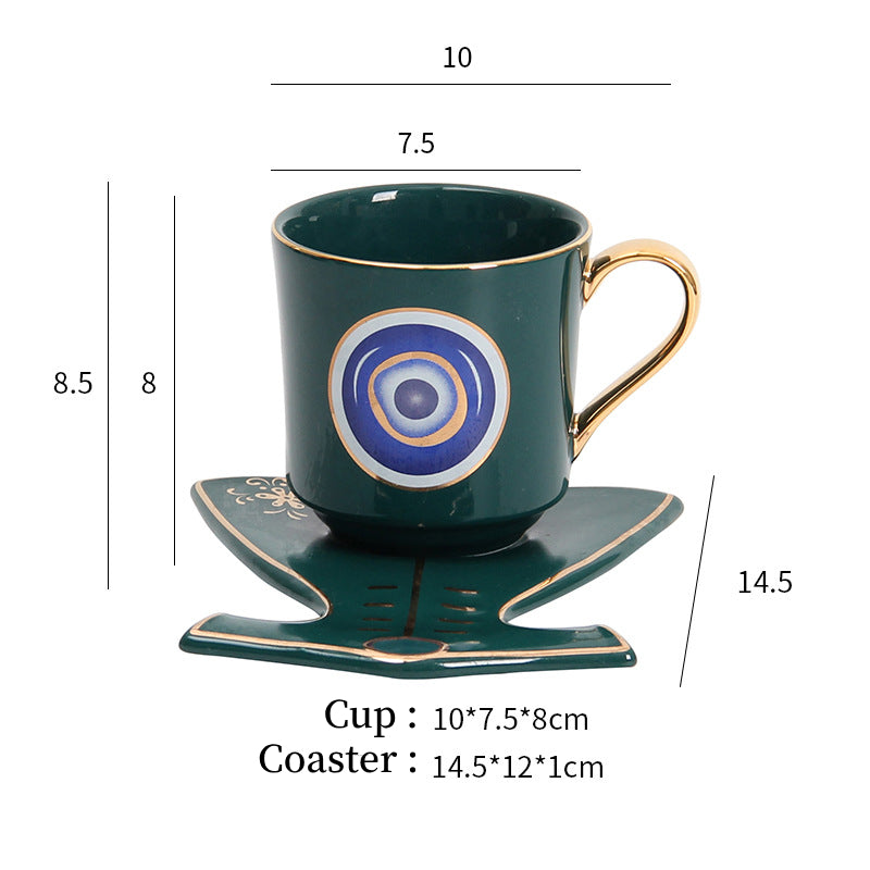 Olivenorma Hamsa Evil Eye Tazza da tè Piattino Sottobicchiere