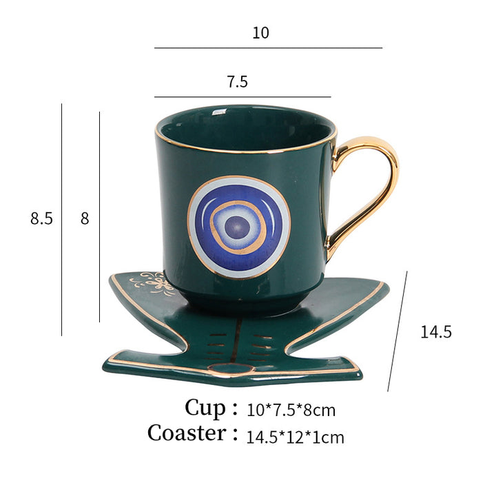 Olivenorma Hamsa Evil Eye Tazza da tè Piattino Sottobicchiere