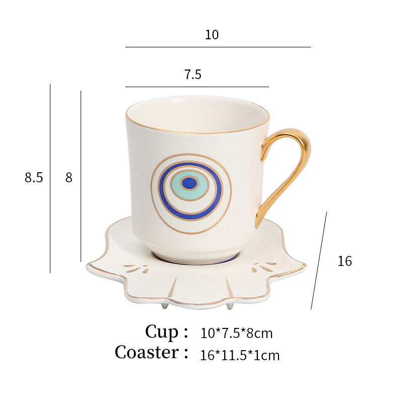 Olivenorma Hamsa Evil Eye Tazza da tè Piattino Sottobicchiere