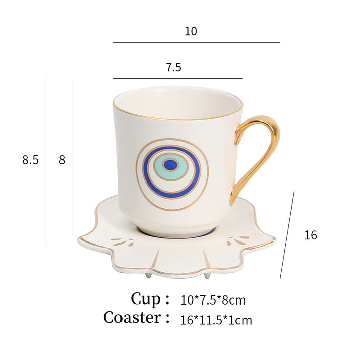 Olivenorma Hamsa Evil Eye Tazza da tè Piattino Sottobicchiere