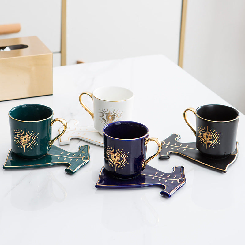 Olivenorma Hamsa Evil Eye Tazza da tè Piattino Sottobicchiere